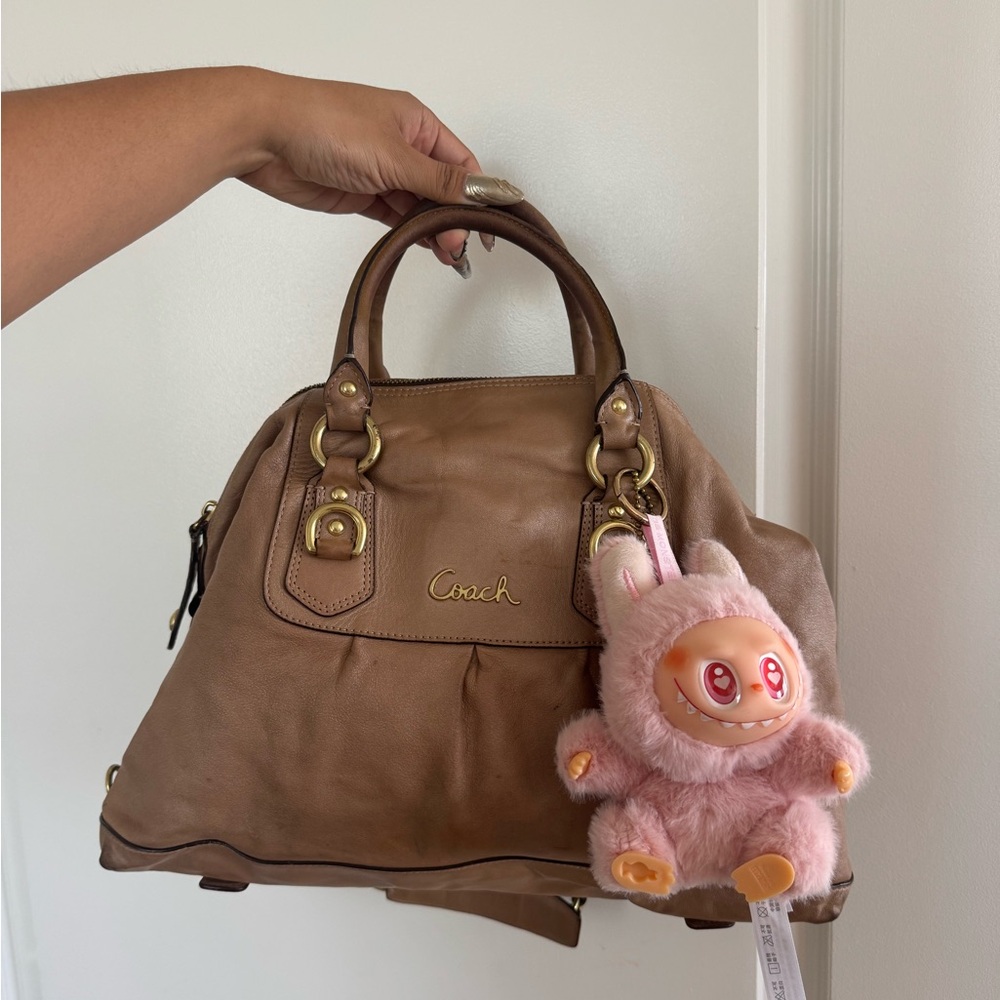 Coach Tan Leather Satchel with Gold Hardware